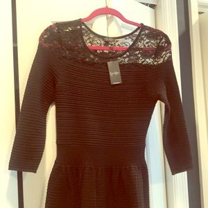 Jessica Simpson black dress with lace shoulders
